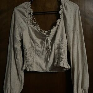 URBAN Romantics Ivory Smocked Blouse